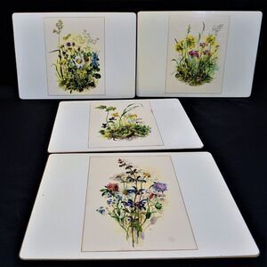 Placemats Wild Flower Pattern Cork Backed  Set of 4 Made In England